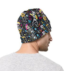 Day Of The Dead Mariachi Skeletons Print Beanie