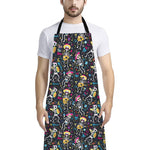 Day Of The Dead Mariachi Skeletons Print Bib Apron With Pocket