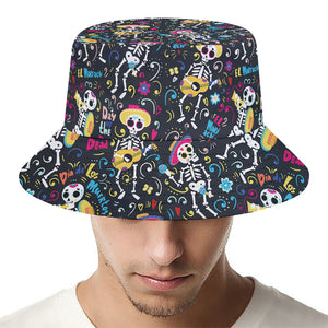 Day Of The Dead Mariachi Skeletons Print Bucket Hat