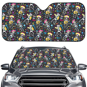 Day Of The Dead Mariachi Skeletons Print Car Windshield Sun Shade