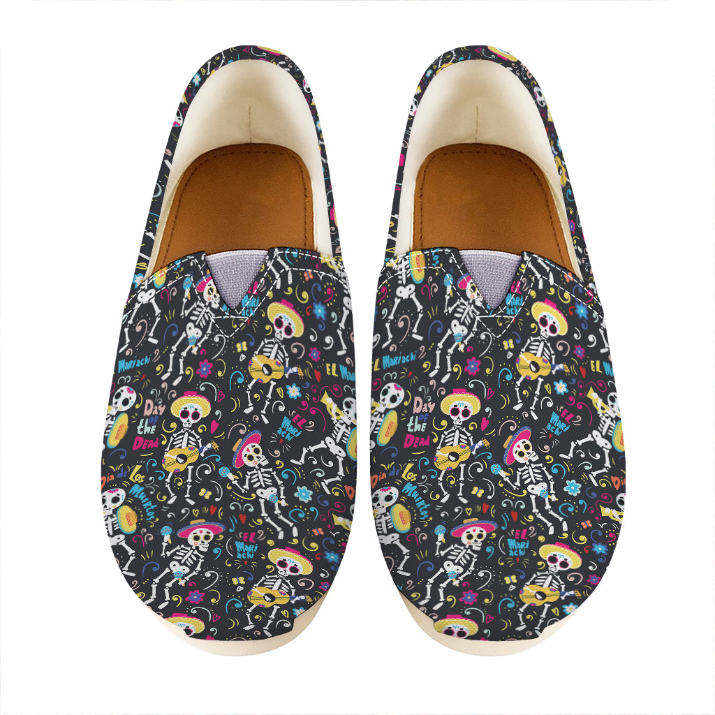 Day Of The Dead Mariachi Skeletons Print Casual Shoes