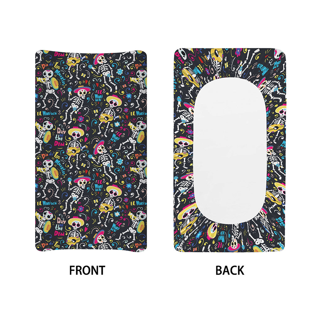 Day Of The Dead Mariachi Skeletons Print Changing Pad Cover