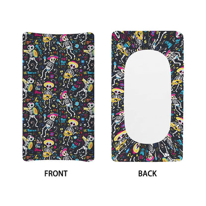 Day Of The Dead Mariachi Skeletons Print Changing Pad Cover