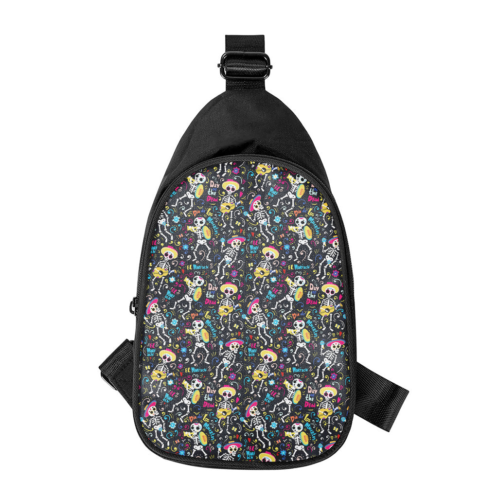 Day Of The Dead Mariachi Skeletons Print Chest Bag