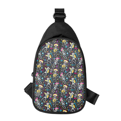 Day Of The Dead Mariachi Skeletons Print Chest Bag