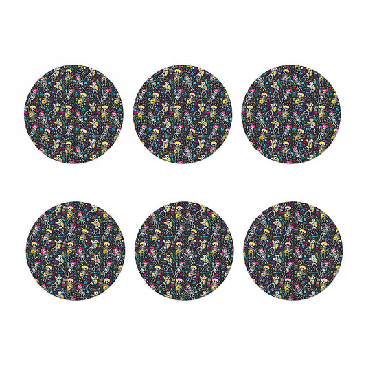 Day Of The Dead Mariachi Skeletons Print Coaster Set
