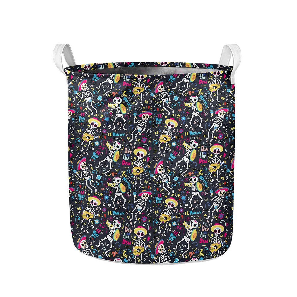 Day Of The Dead Mariachi Skeletons Print Collapsible Laundry Basket