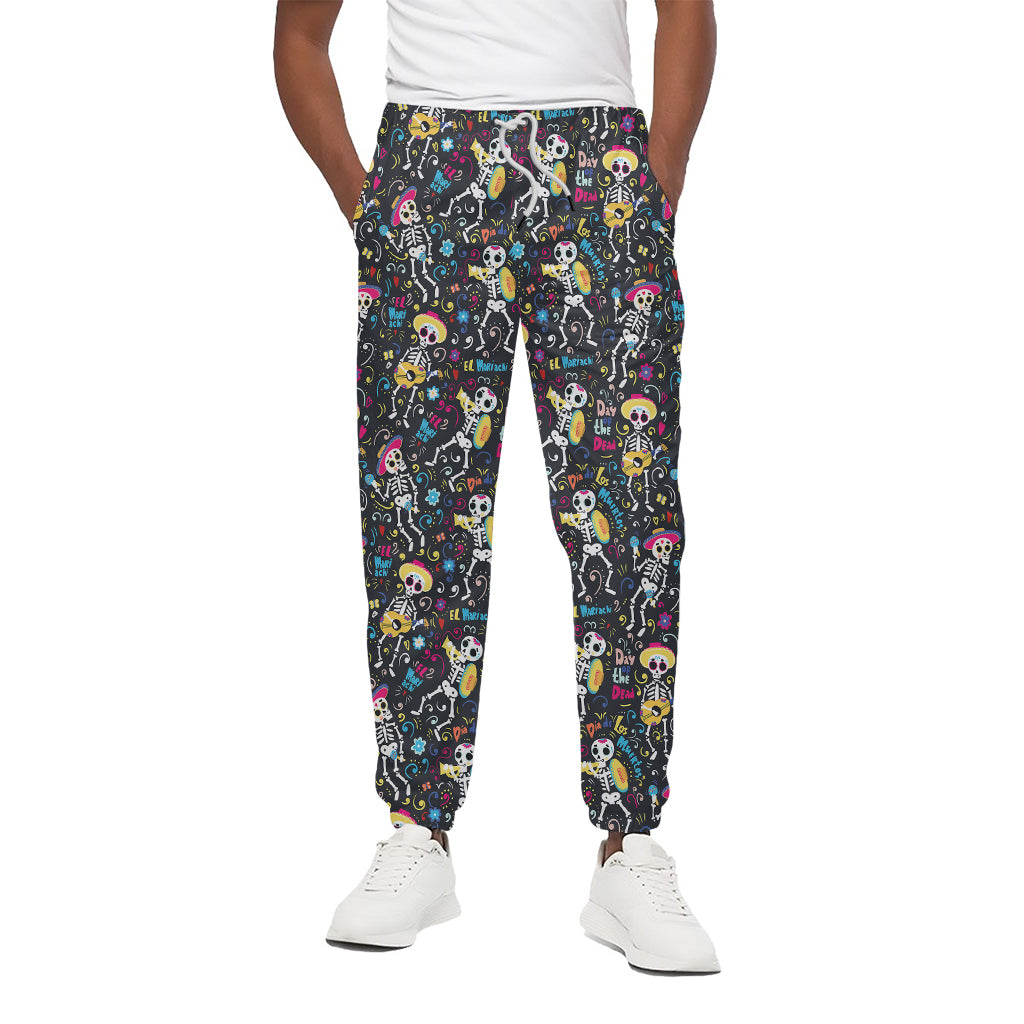 Day Of The Dead Mariachi Skeletons Print Cotton Pants