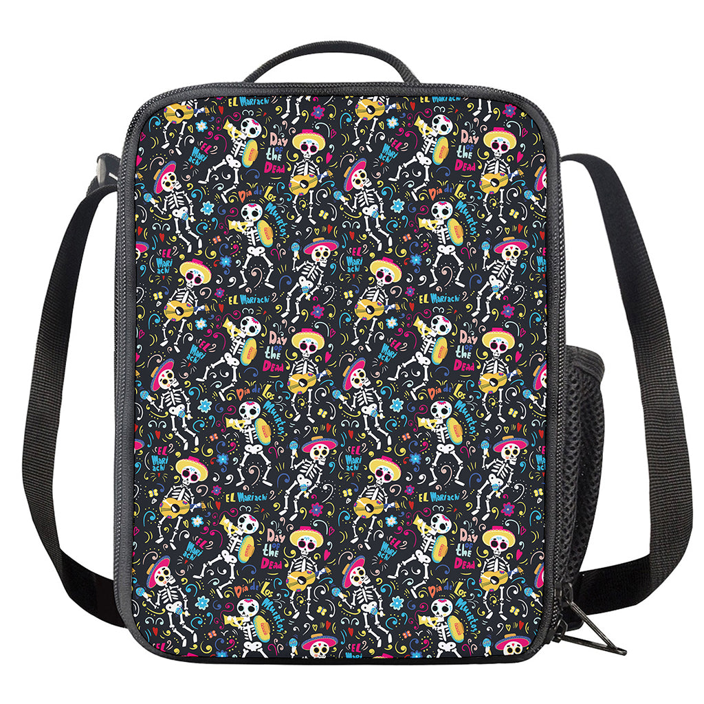 Day Of The Dead Mariachi Skeletons Print Crossbody Lunch Bag