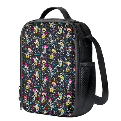 Day Of The Dead Mariachi Skeletons Print Crossbody Lunch Bag