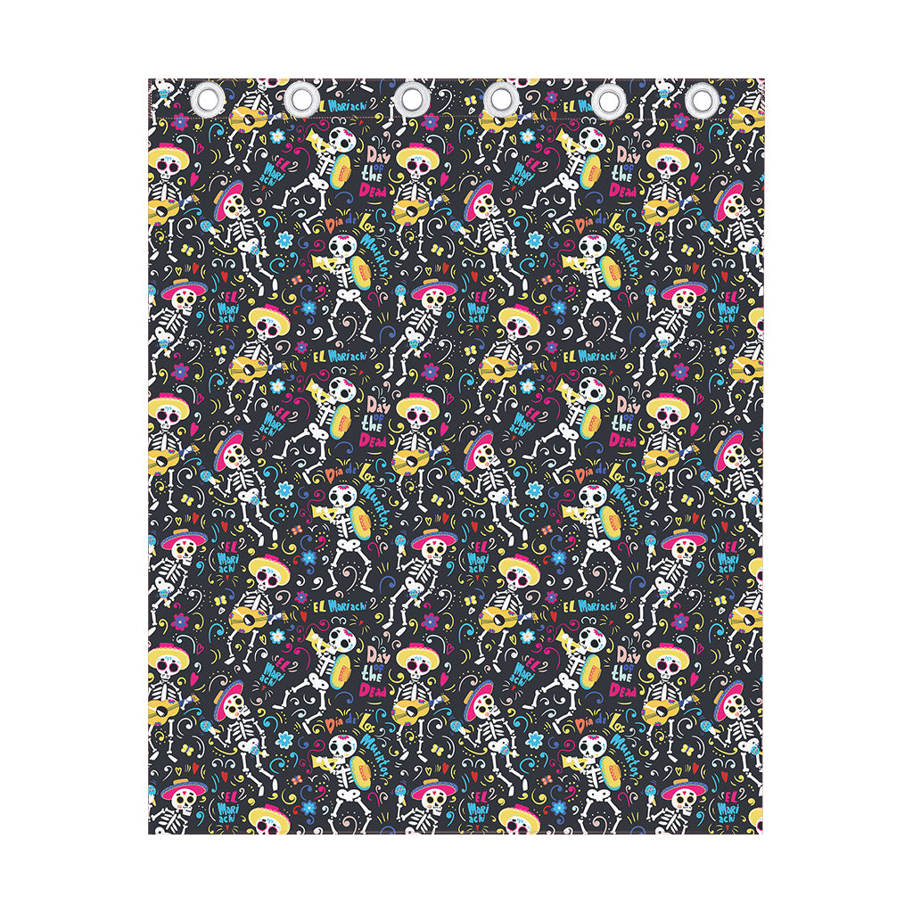 Day Of The Dead Mariachi Skeletons Print Curtain