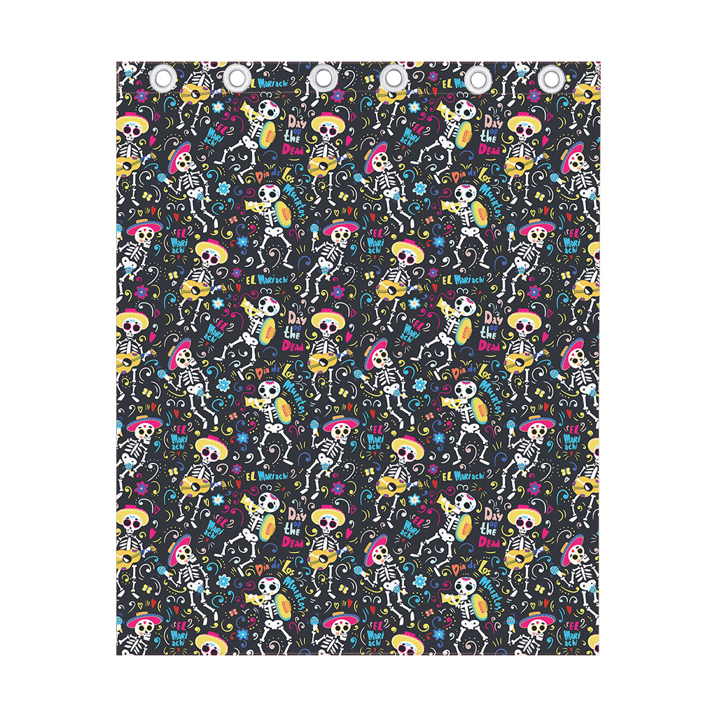 Day Of The Dead Mariachi Skeletons Print Curtain