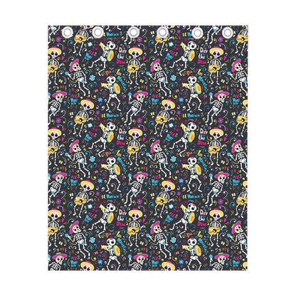 Day Of The Dead Mariachi Skeletons Print Curtain