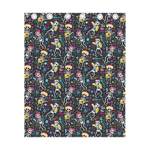 Day Of The Dead Mariachi Skeletons Print Curtain