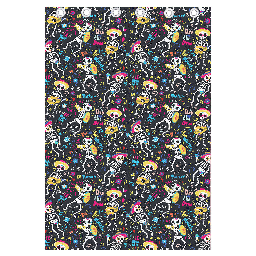 Day Of The Dead Mariachi Skeletons Print Curtain