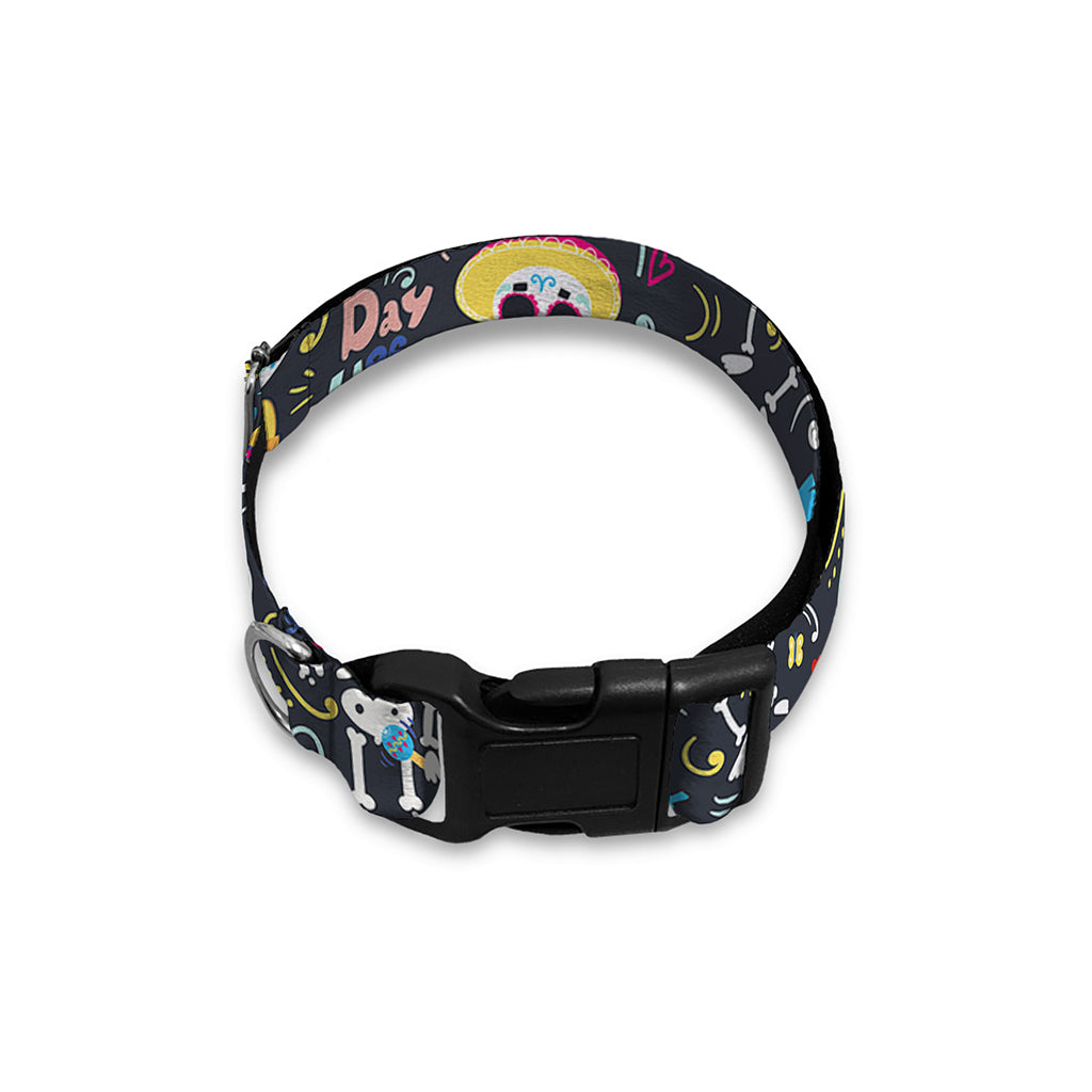 Day Of The Dead Mariachi Skeletons Print Dog Collar