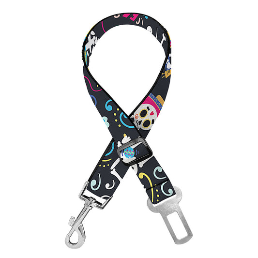 Day Of The Dead Mariachi Skeletons Print Dog Seat Belt