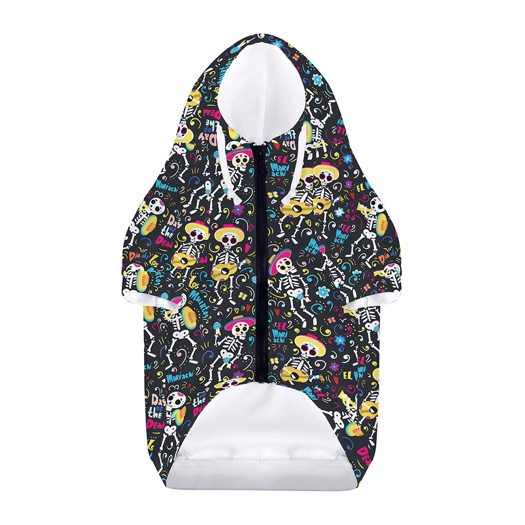 Day Of The Dead Mariachi Skeletons Print Dog Zip Up Hoodie