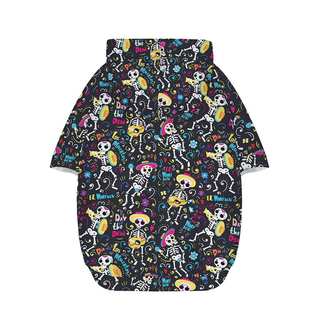 Day Of The Dead Mariachi Skeletons Print Dog Zip Up Hoodie