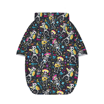 Day Of The Dead Mariachi Skeletons Print Dog Zip Up Hoodie