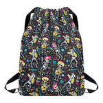 Day Of The Dead Mariachi Skeletons Print Drawstring Backpack
