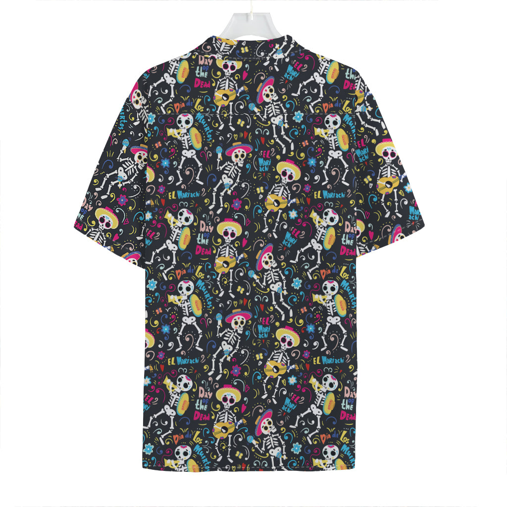Day Of The Dead Mariachi Skeletons Print Hawaiian Shirt