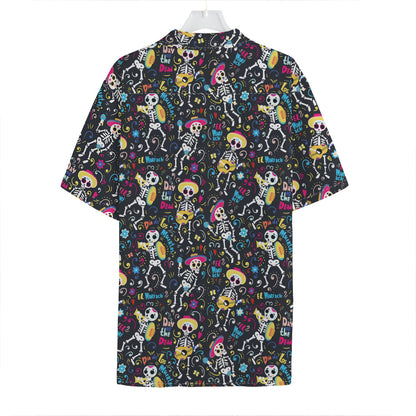 Day Of The Dead Mariachi Skeletons Print Hawaiian Shirt