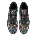 Day Of The Dead Mariachi Skeletons Print High Top Leather Sneakers