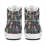 Day Of The Dead Mariachi Skeletons Print High Top Leather Sneakers