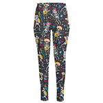 Day Of The Dead Mariachi Skeletons Print High-Waisted Pocket Leggings