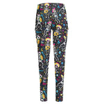 Day Of The Dead Mariachi Skeletons Print High-Waisted Pocket Leggings