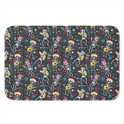 Day Of The Dead Mariachi Skeletons Print Indoor Door Mat