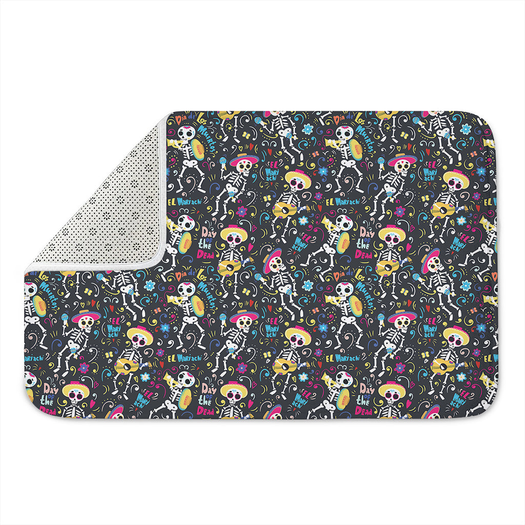 Day Of The Dead Mariachi Skeletons Print Indoor Door Mat