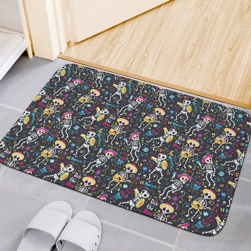 Day Of The Dead Mariachi Skeletons Print Indoor Door Mat