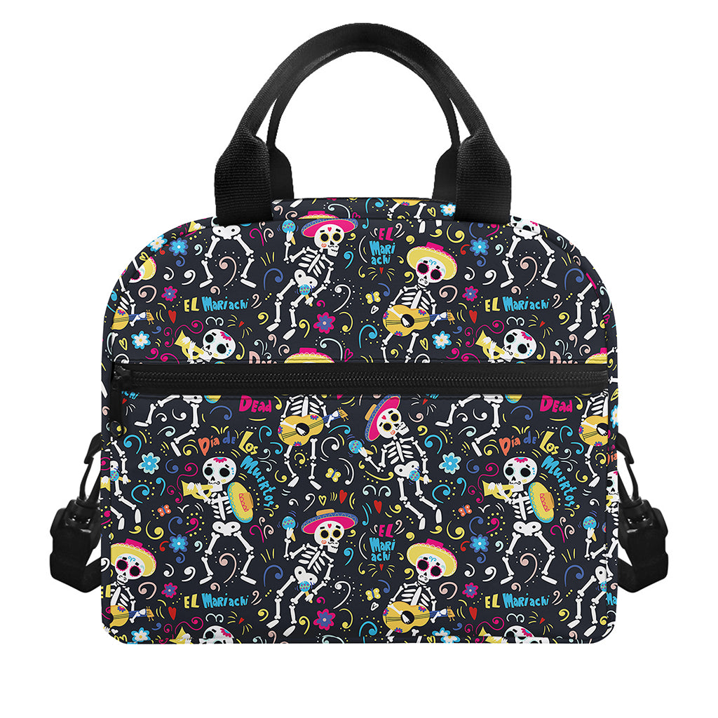 Day Of The Dead Mariachi Skeletons Print Insulated Lunch Bag