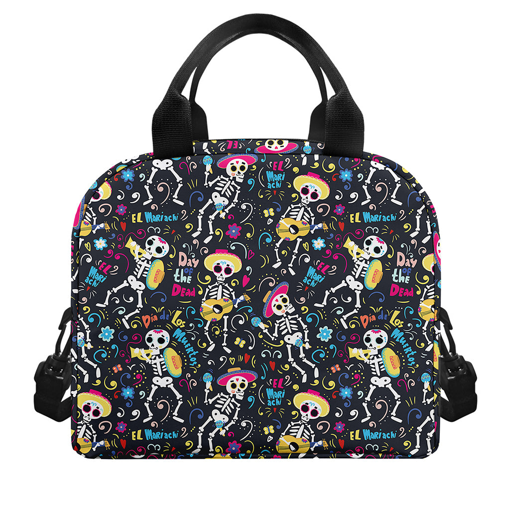 Day Of The Dead Mariachi Skeletons Print Insulated Lunch Bag