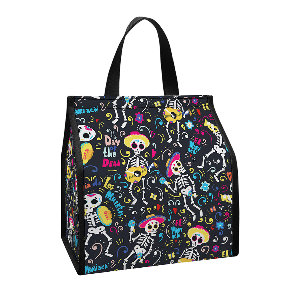 Day Of The Dead Mariachi Skeletons Print Insulated Lunch Tote