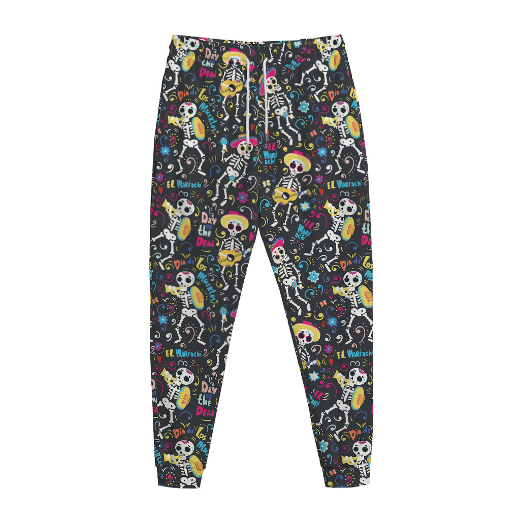 Day Of The Dead Mariachi Skeletons Print Jogger Pants