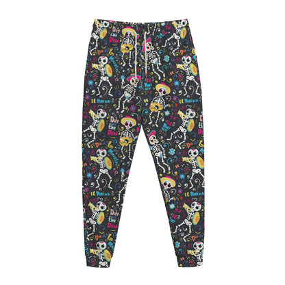 Day Of The Dead Mariachi Skeletons Print Jogger Pants
