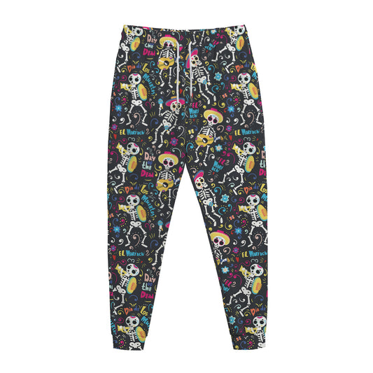 Day Of The Dead Mariachi Skeletons Print Jogger Pants