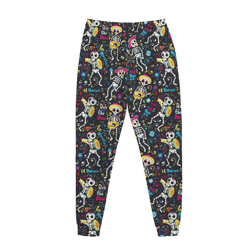Day Of The Dead Mariachi Skeletons Print Jogger Pants