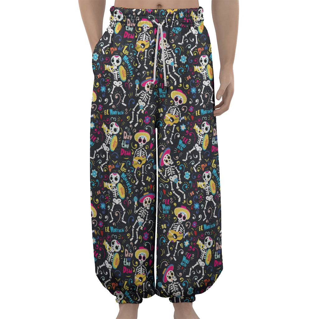 Day Of The Dead Mariachi Skeletons Print Lantern Pants