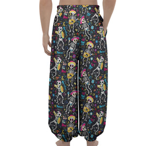 Day Of The Dead Mariachi Skeletons Print Lantern Pants