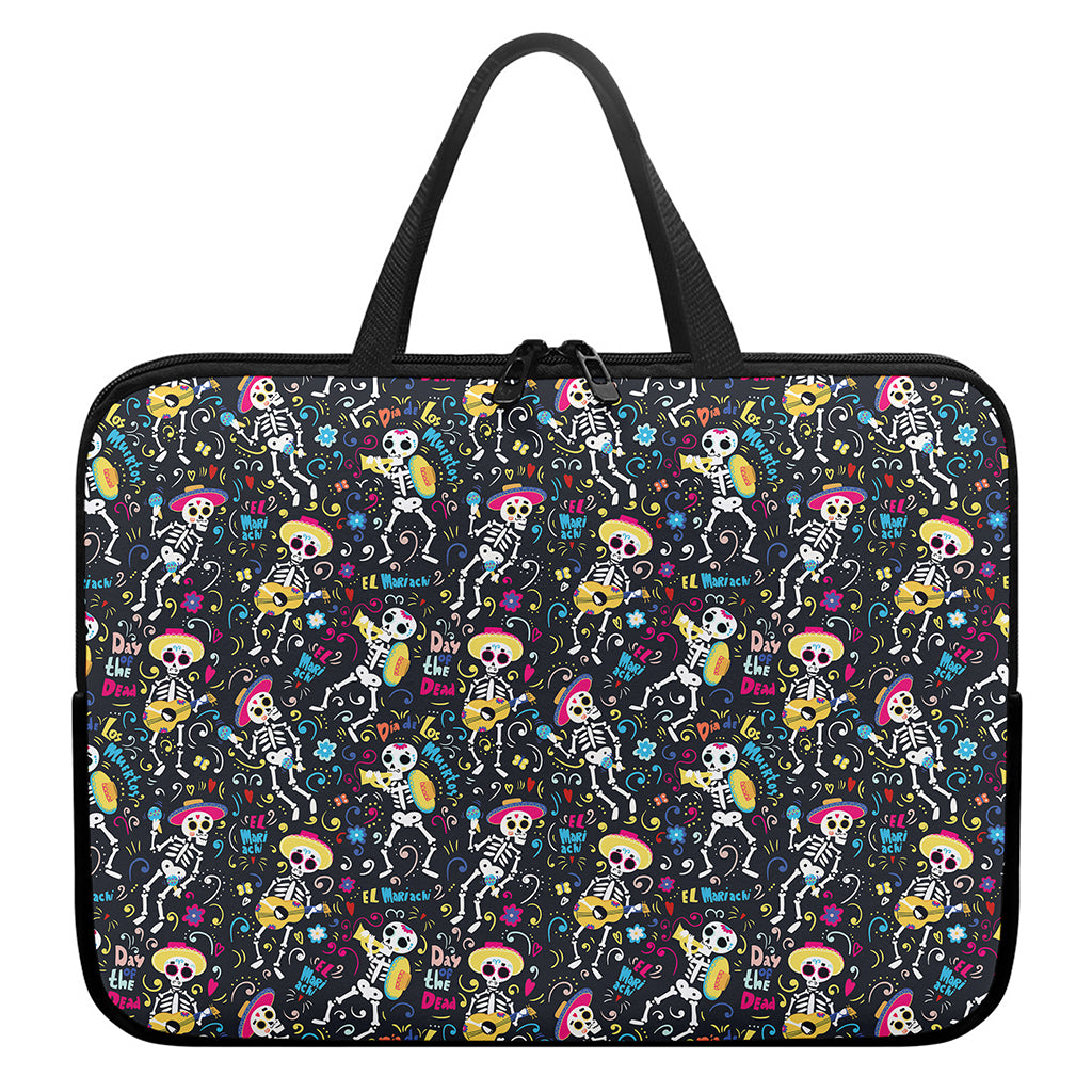 Day Of The Dead Mariachi Skeletons Print Laptop Sleeve With Handle