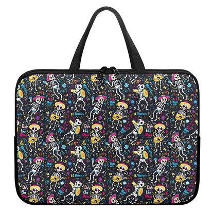Day Of The Dead Mariachi Skeletons Print Laptop Sleeve With Handle
