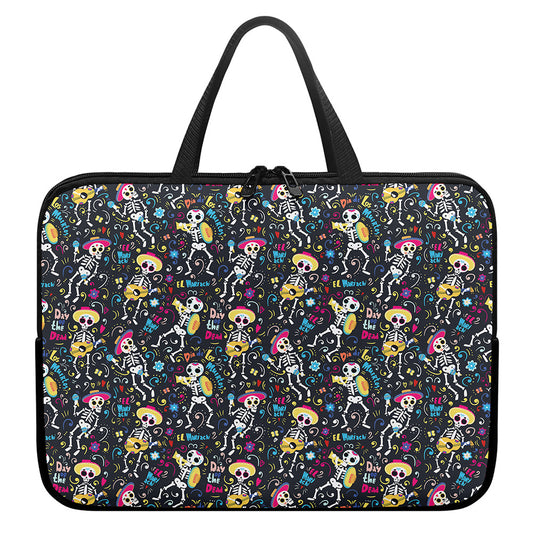 Day Of The Dead Mariachi Skeletons Print Laptop Sleeve With Handle