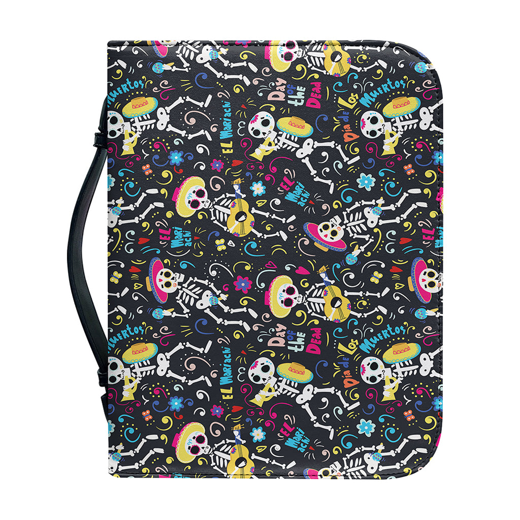 Day Of The Dead Mariachi Skeletons Print Leather Bible Cover