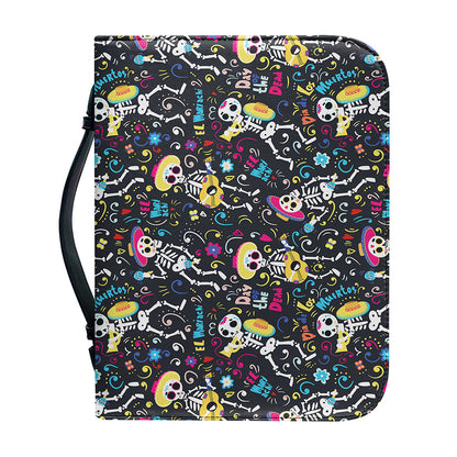 Day Of The Dead Mariachi Skeletons Print Leather Bible Cover