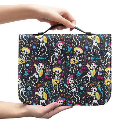 Day Of The Dead Mariachi Skeletons Print Leather Bible Cover