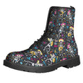 Day Of The Dead Mariachi Skeletons Print Lace-Up Boots